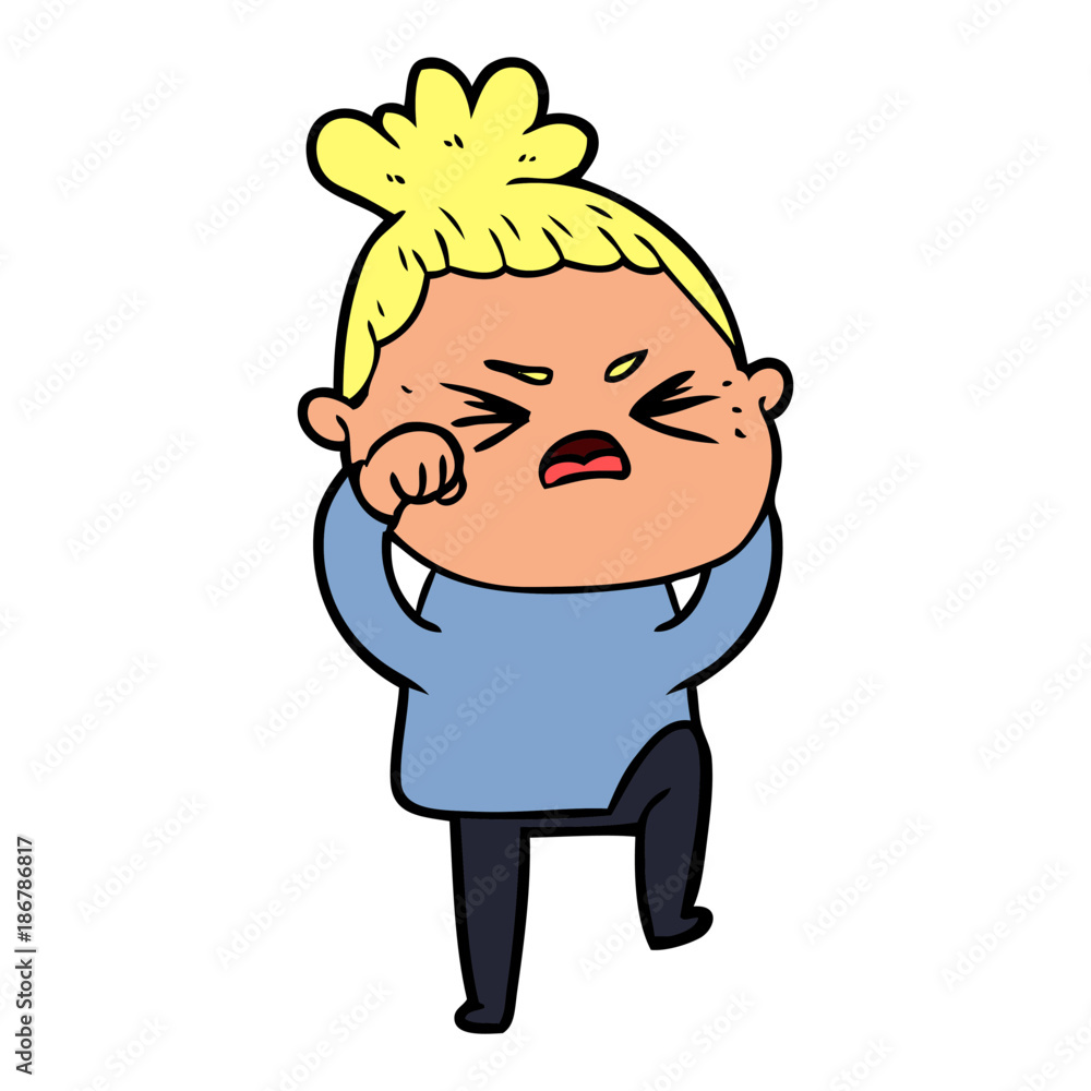 cartoon angry woman