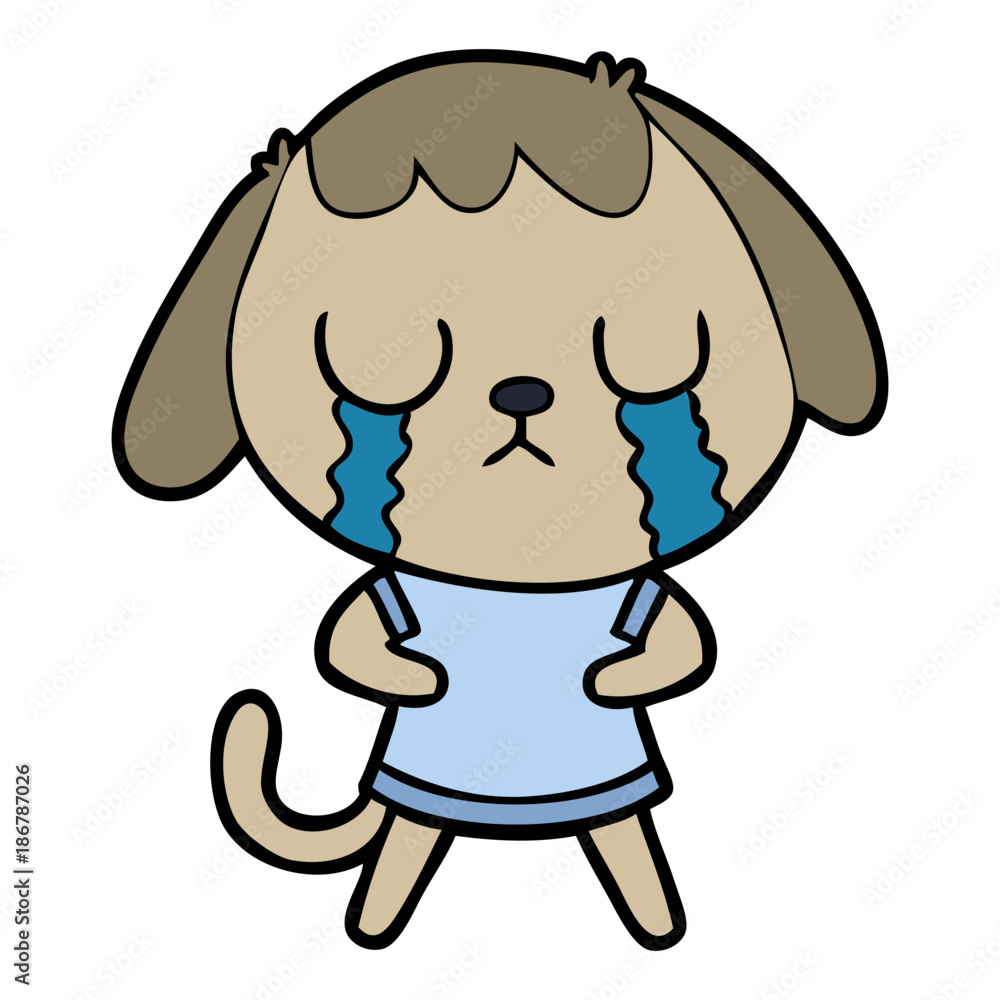 cute cartoon dog crying