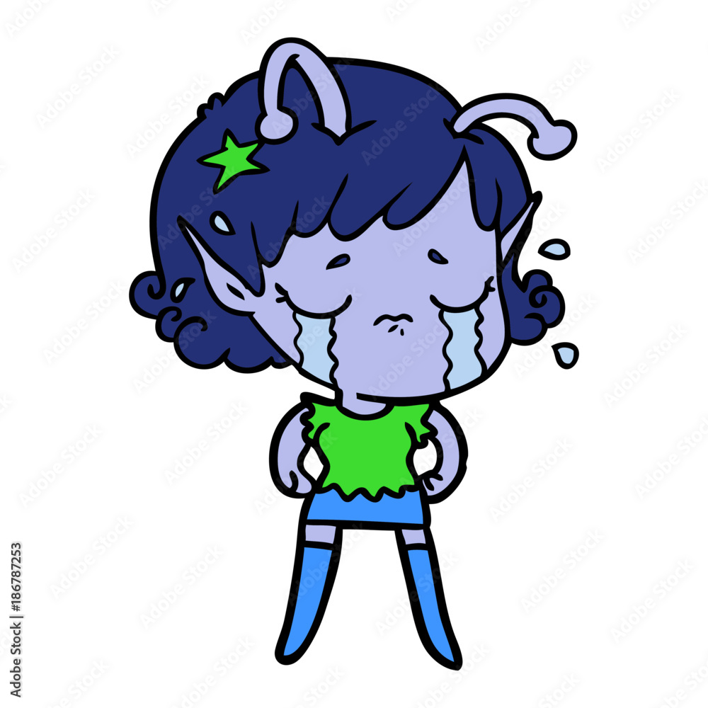 cartoon crying alien girl cartoon crying alien girl