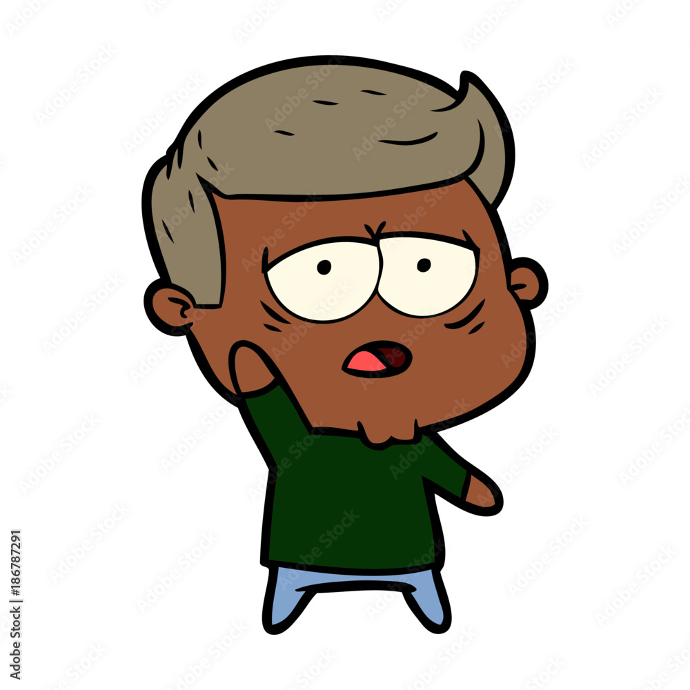 cartoon tired man