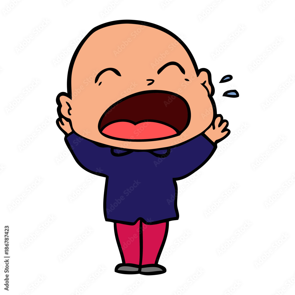 Obraz premium cartoon shouting bald man