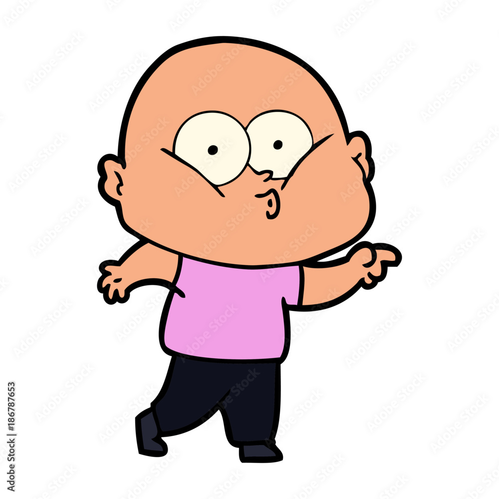 cartoon bald man staring