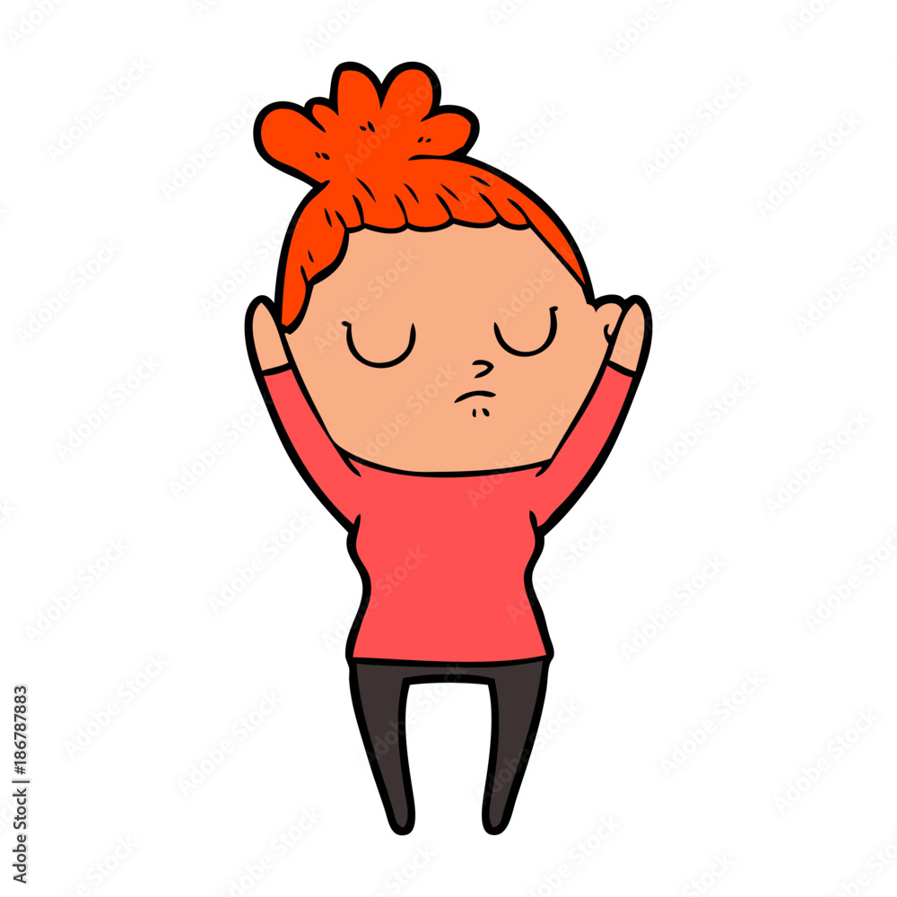 cartoon calm woman cartoon calm woman
