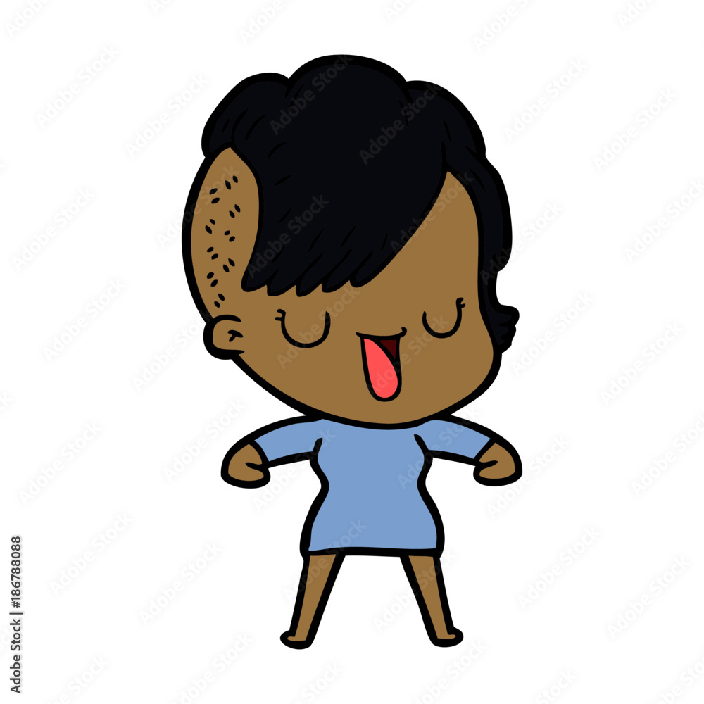 cute cartoon girl with hipster haircut cute cartoon girl with hipster haircut