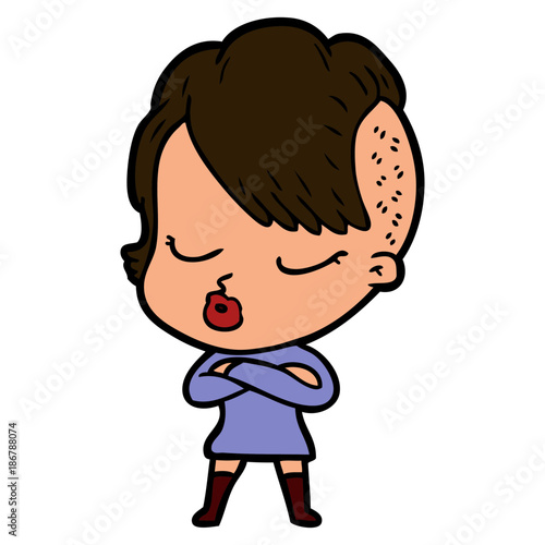 cartoon pretty hipster girl