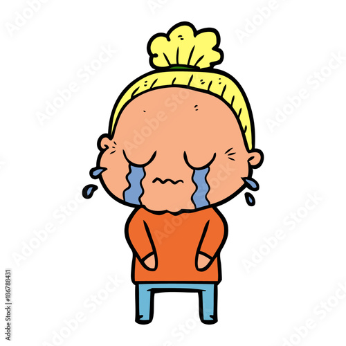 cartoon crying old lady