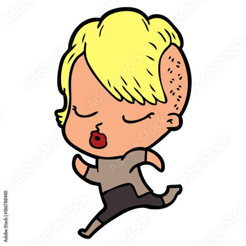 cartoon pretty hipster girl