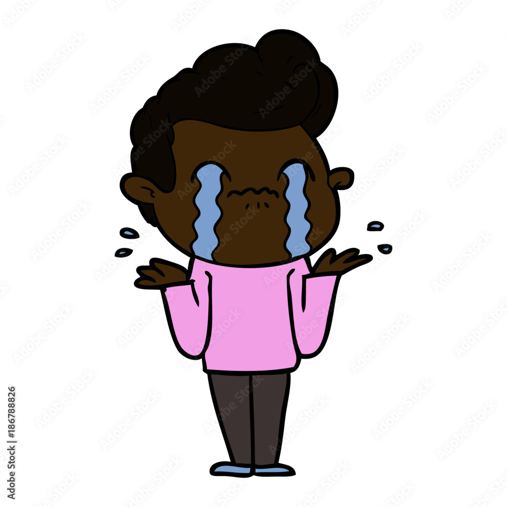 Fototapeta premium cartoon man crying