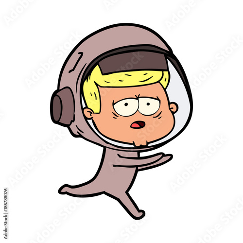 cartoon tired astronaut