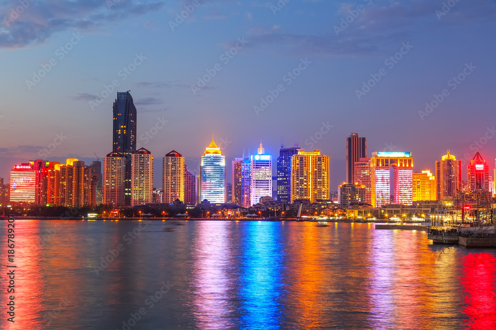 Night view of urban architecture and skyline