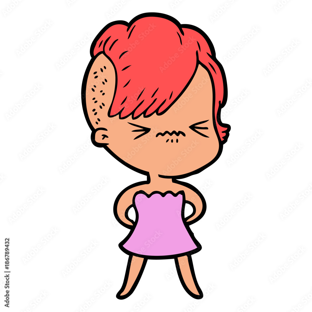 cartoon annoyed hipster girl cartoon annoyed hipster girl