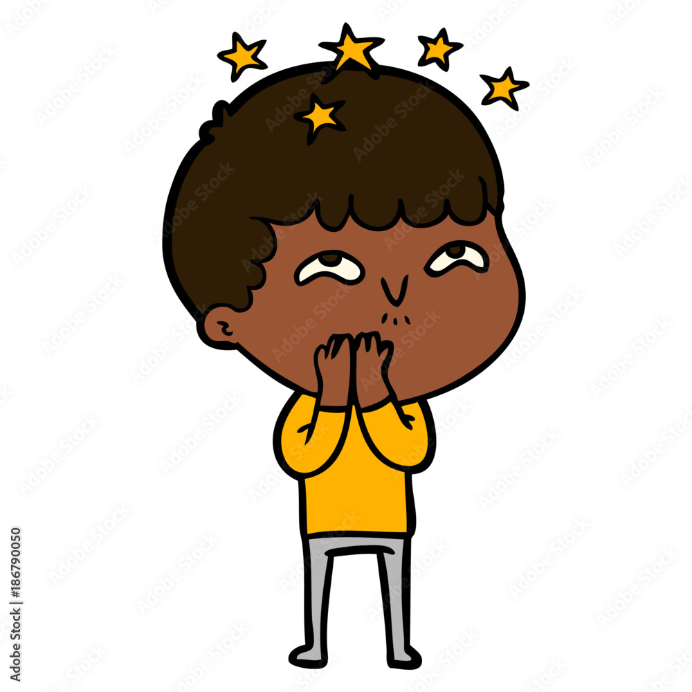 Obraz premium cartoon amazed boy