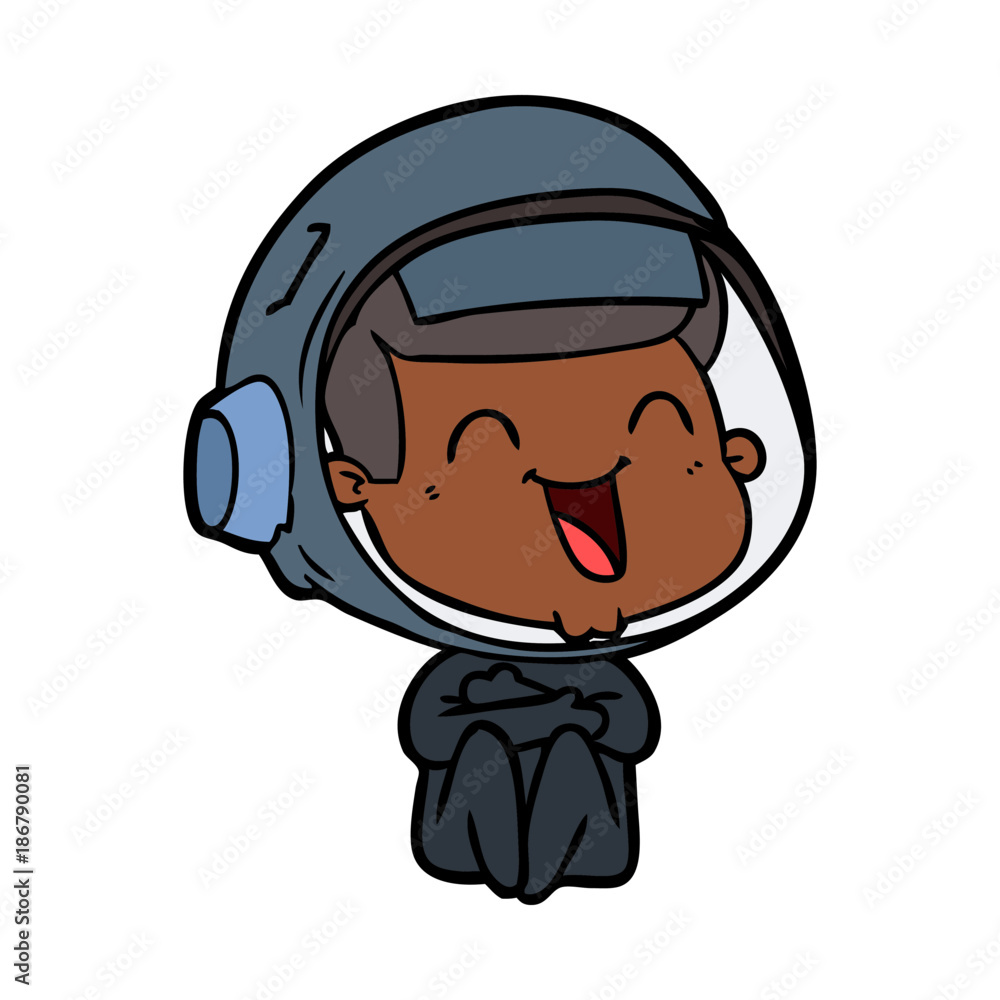 happy cartoon astronaut