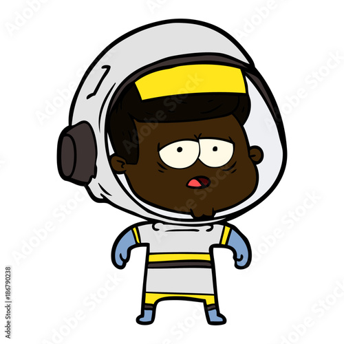 cartoon tired astronaut