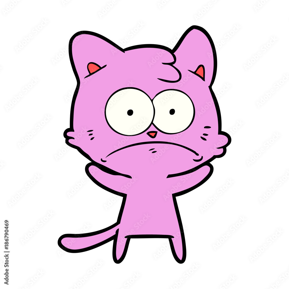 cartoon nervous cat