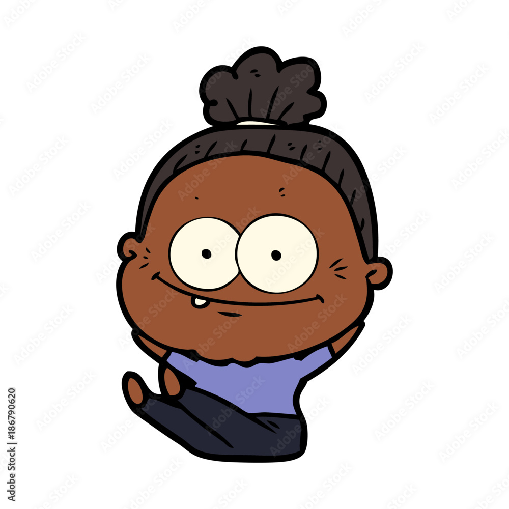 cartoon happy old woman