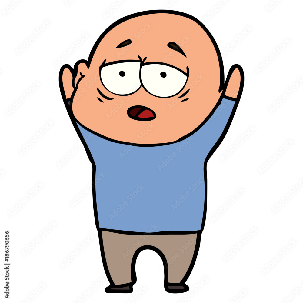 Obraz premium cartoon tired bald man