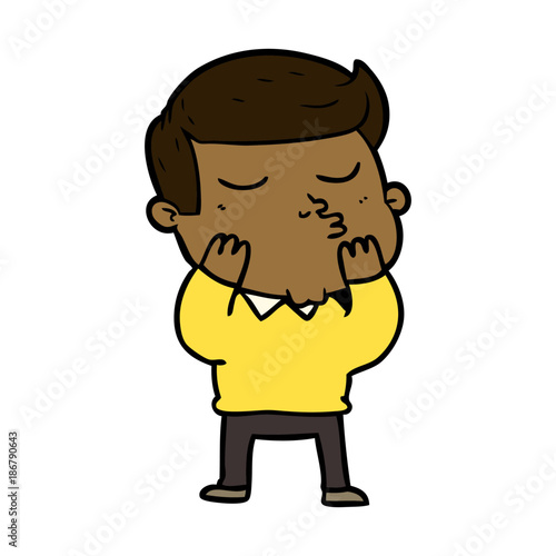 cartoon model guy pouting