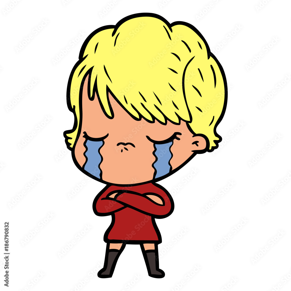 cartoon woman crying