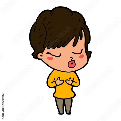 cartoon woman with eyes shut