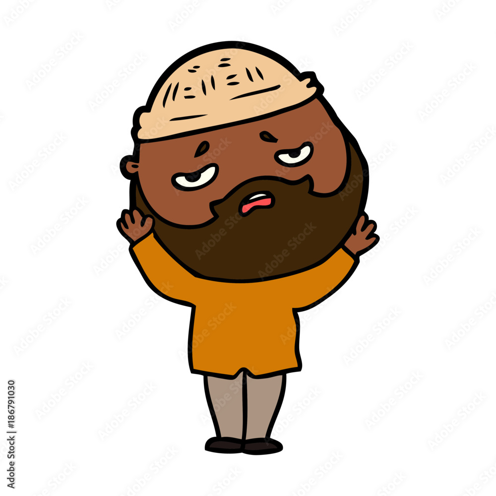 cartoon worried man with beard cartoon worried man with beard
