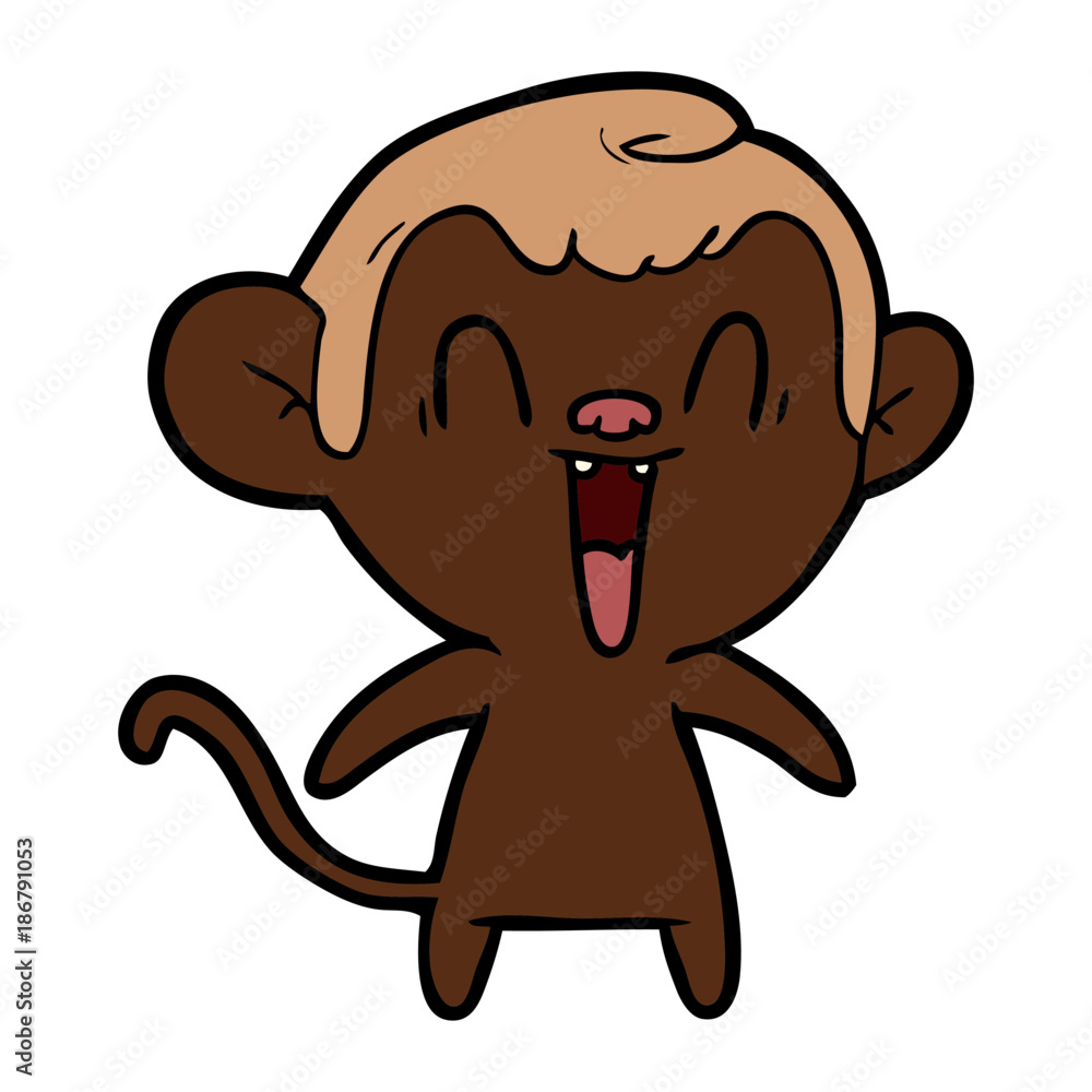 Fototapeta premium cartoon laughing monkey