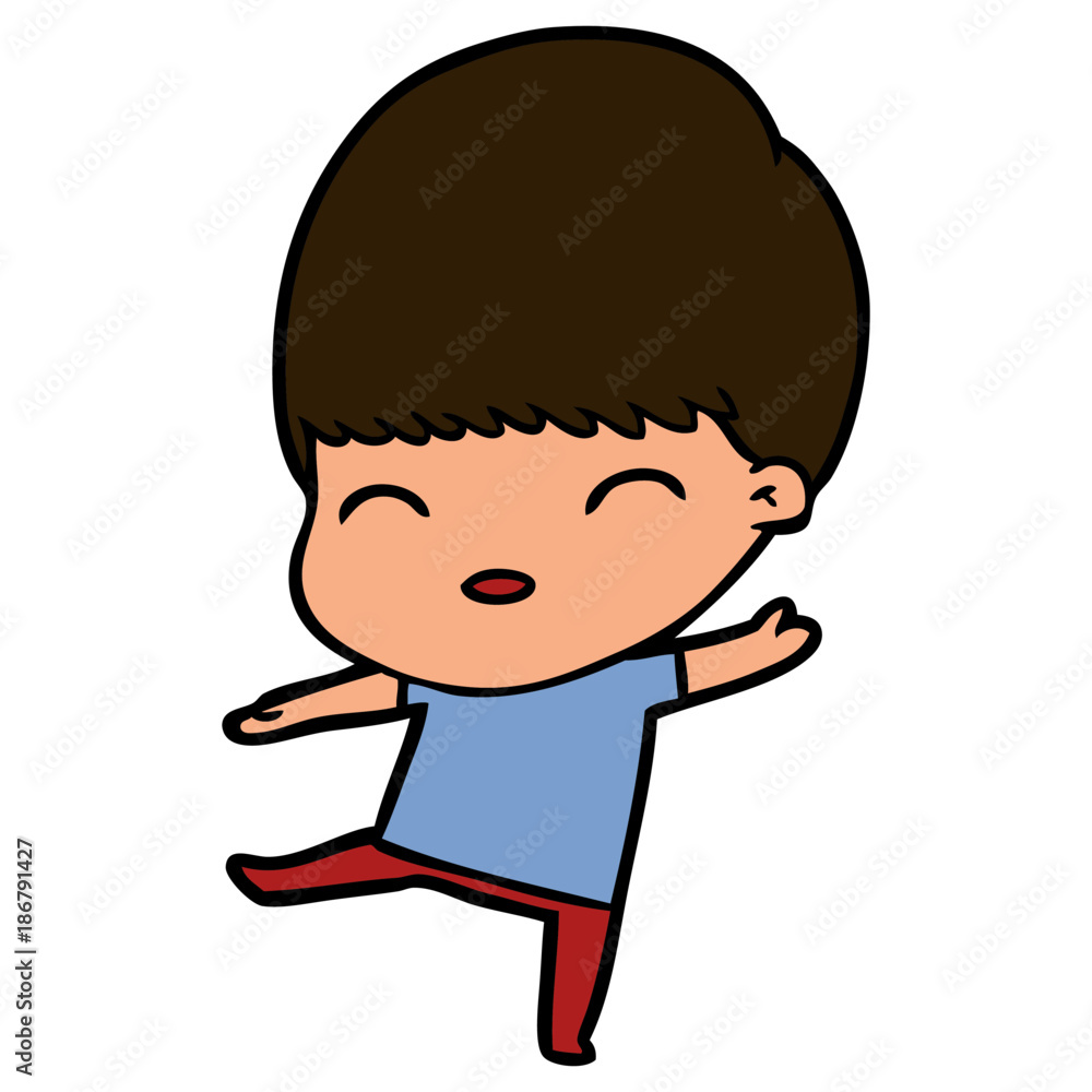 happy cartoon boy