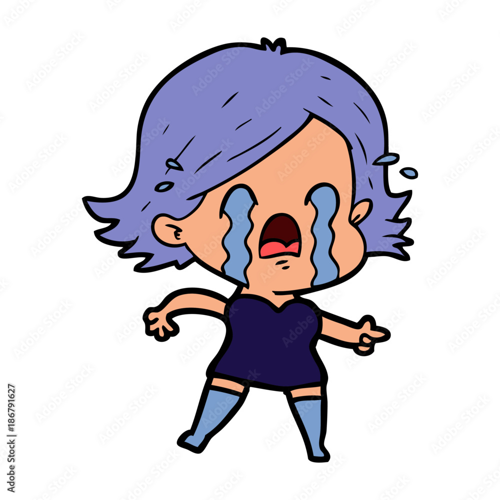 cartoon woman crying