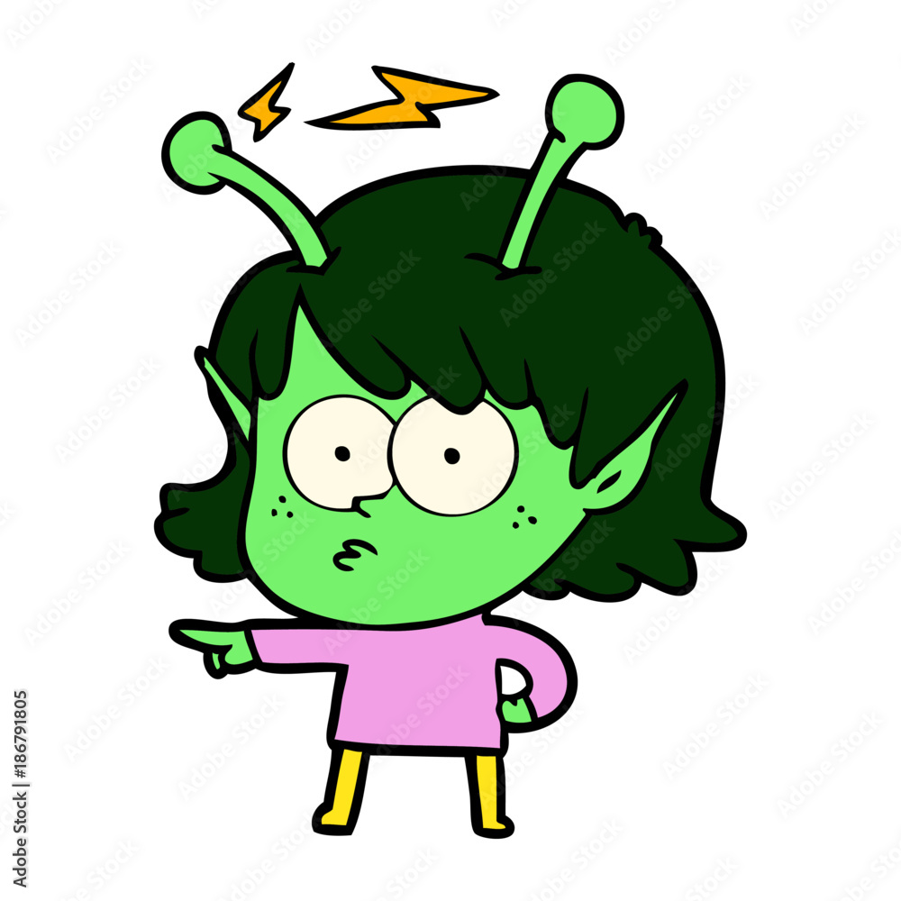 Obraz premium cartoon alien girl