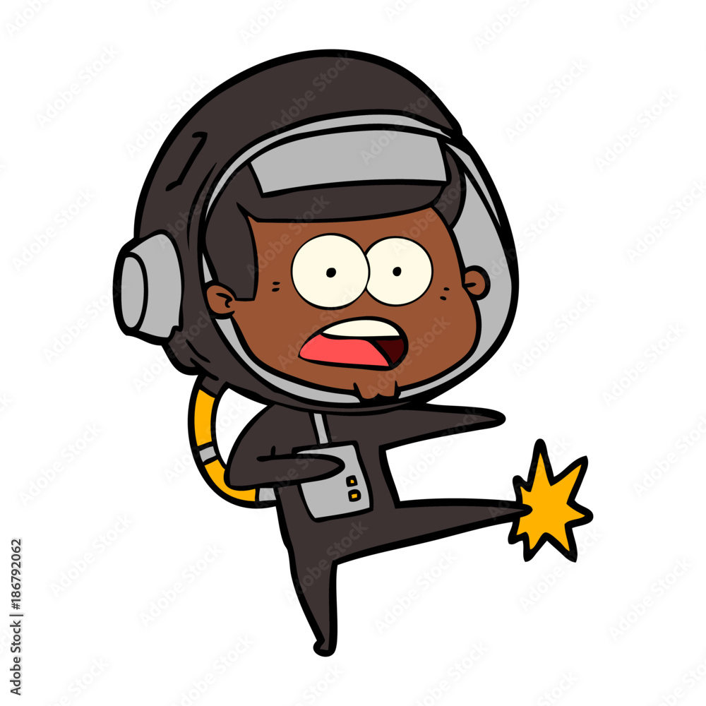 cartoon surprised astronaut kicking cartoon surprised astronaut kicking