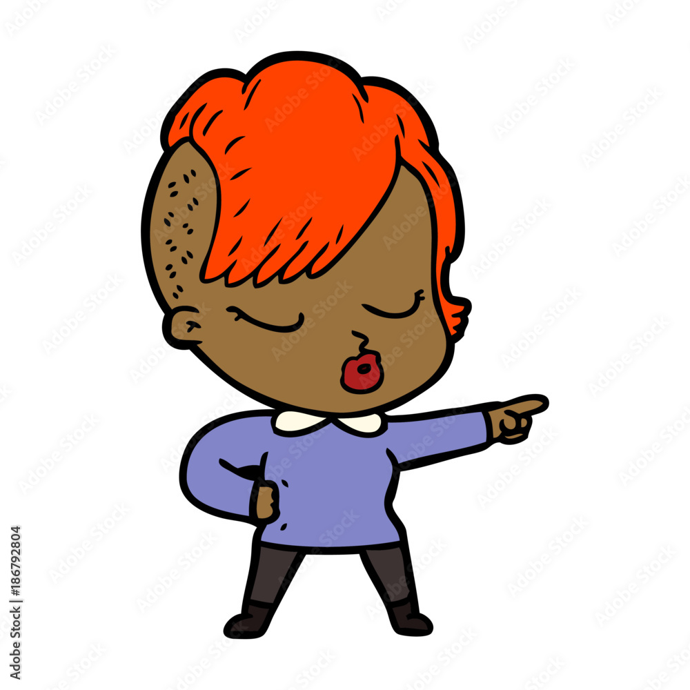 cartoon pretty hipster girl