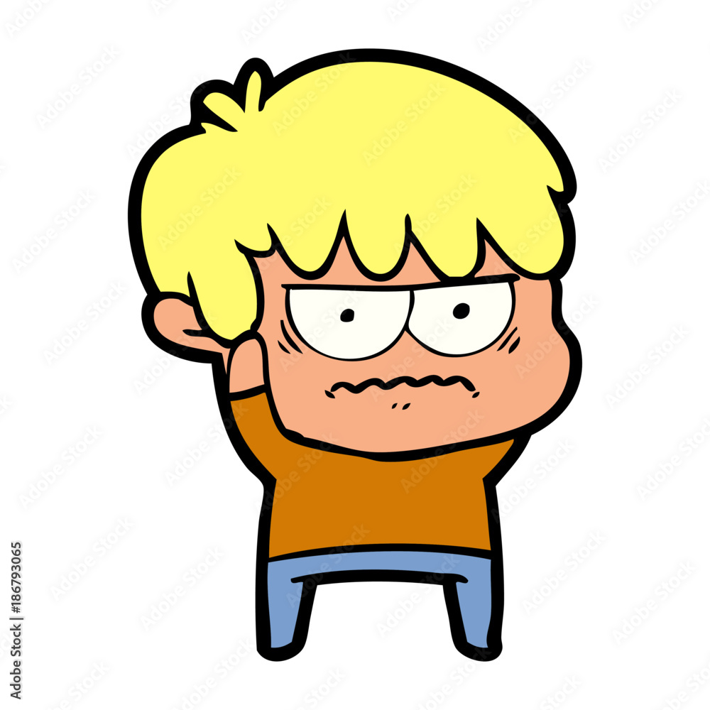 annoyed cartoon boy