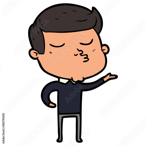 cartoon model guy pouting