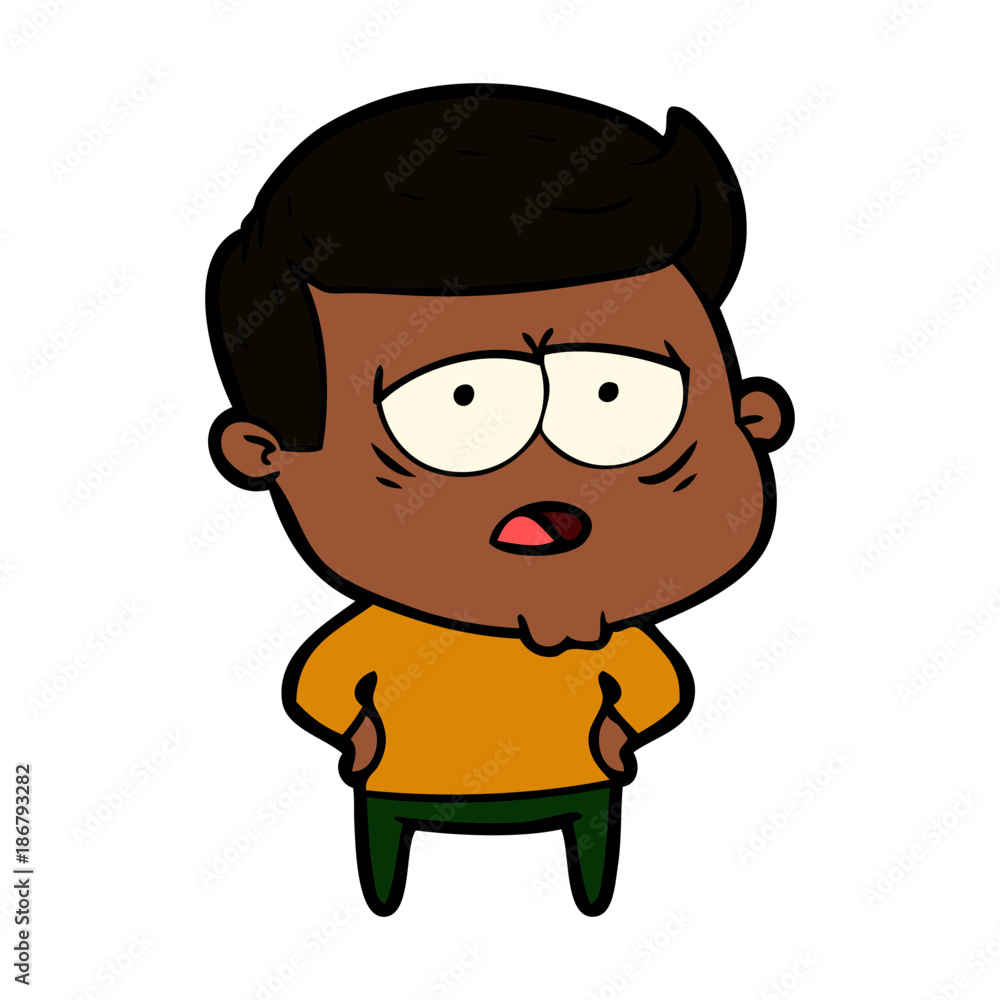 cartoon tired man