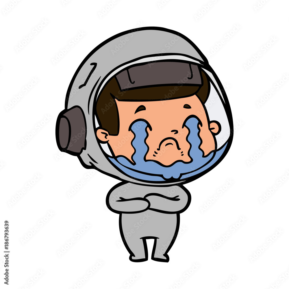 Obraz premium cartoon crying astronaut