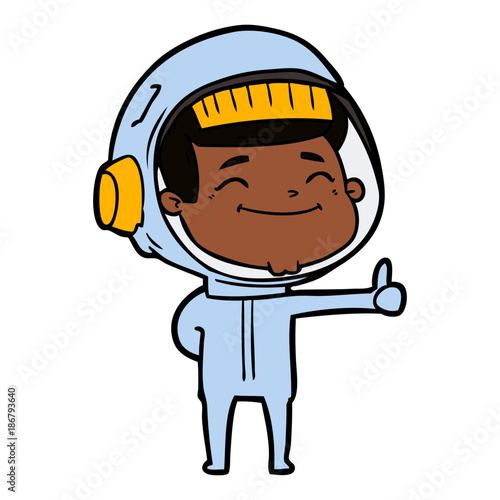 happy cartoon astronaut