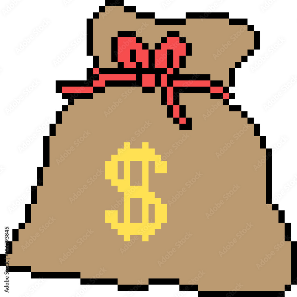 Fototapeta premium vector pixel art money sack