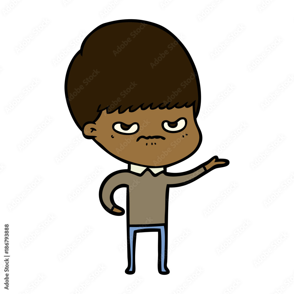 cartoon angry boy
