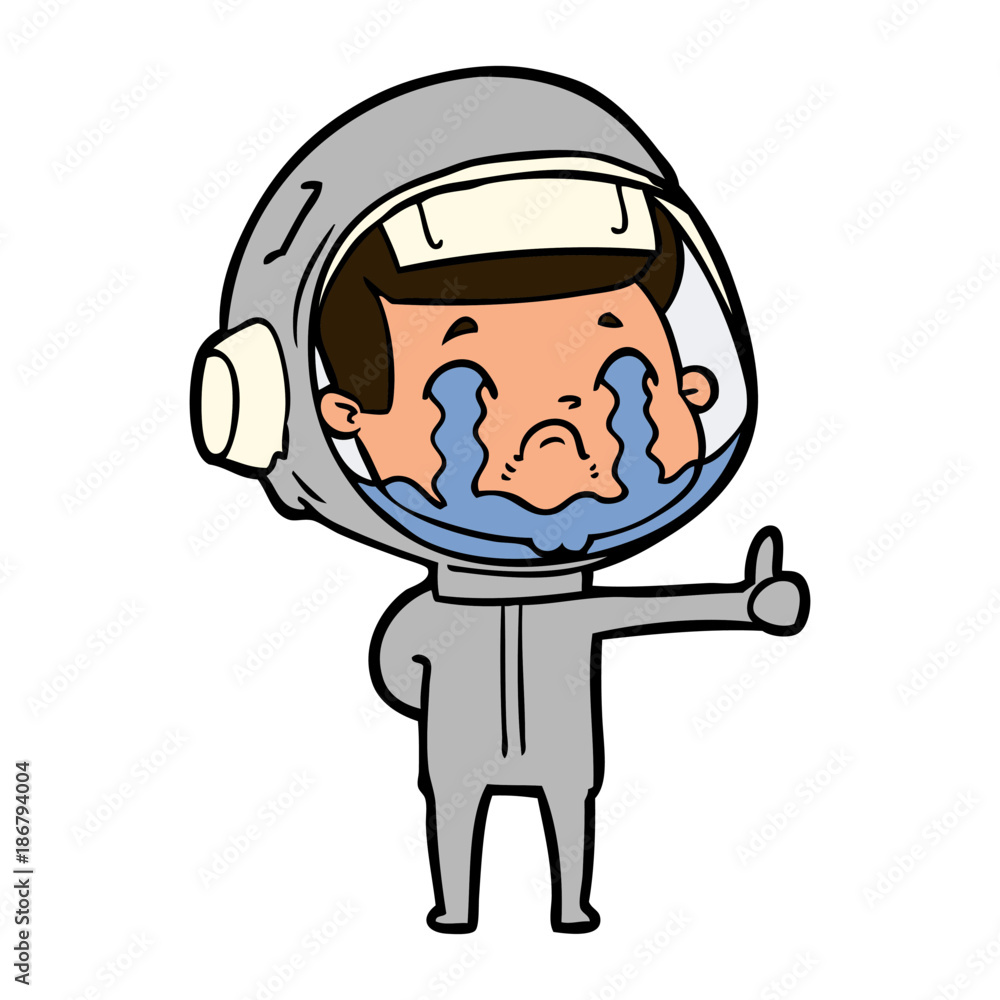 cartoon crying astronaut