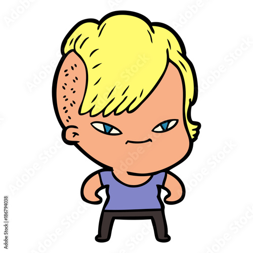 Wallpaper Mural cute cartoon girl with hipster haircut Torontodigital.ca