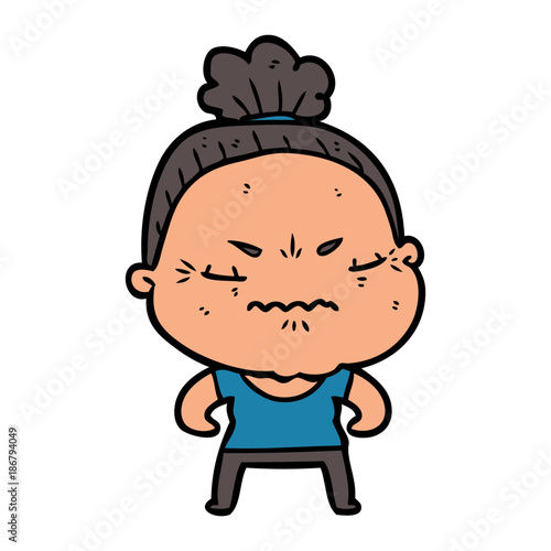 cartoon annoyed old lady