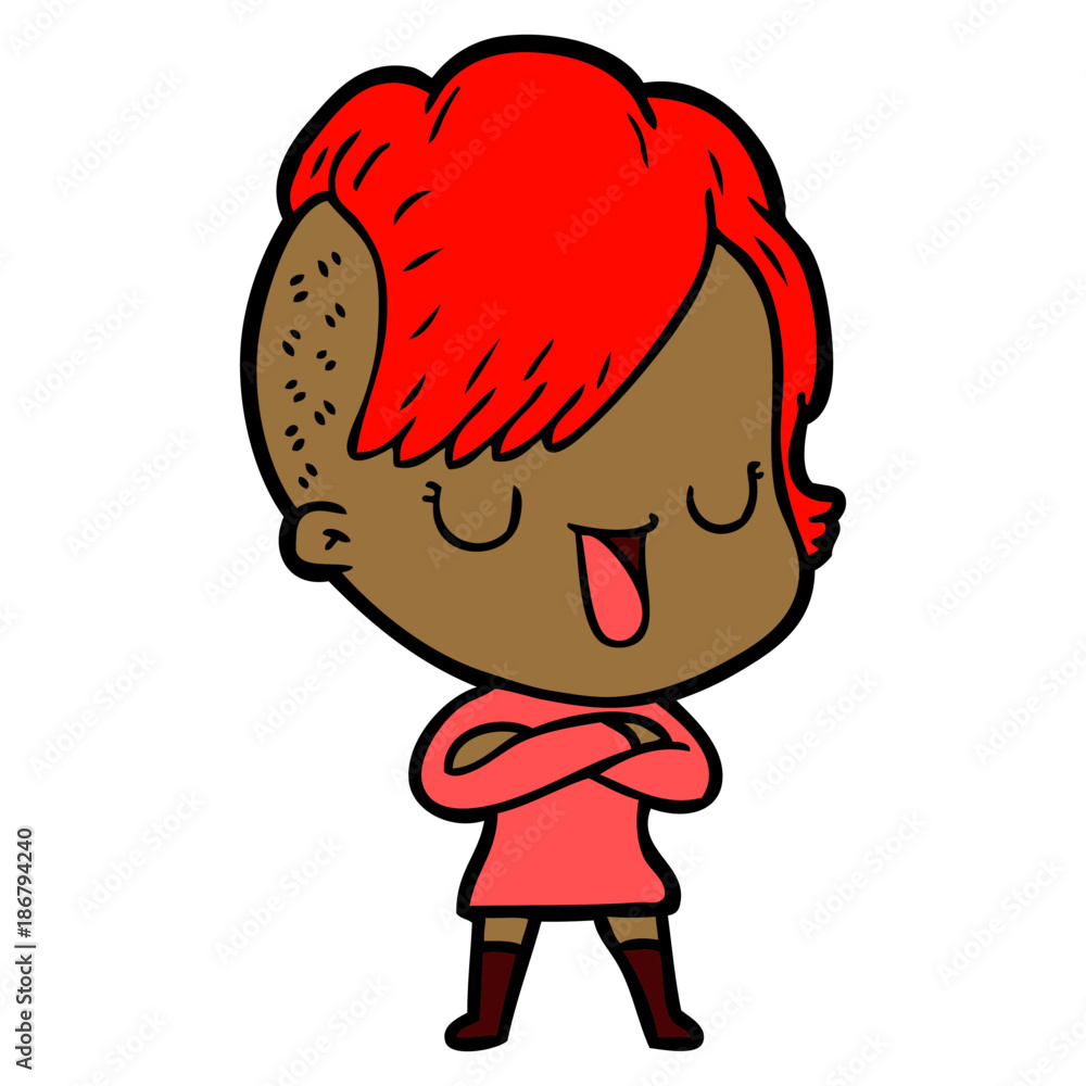 cute cartoon girl with hipster haircut cute cartoon girl with hipster haircut