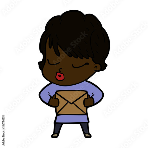cartoon woman with eyes shut