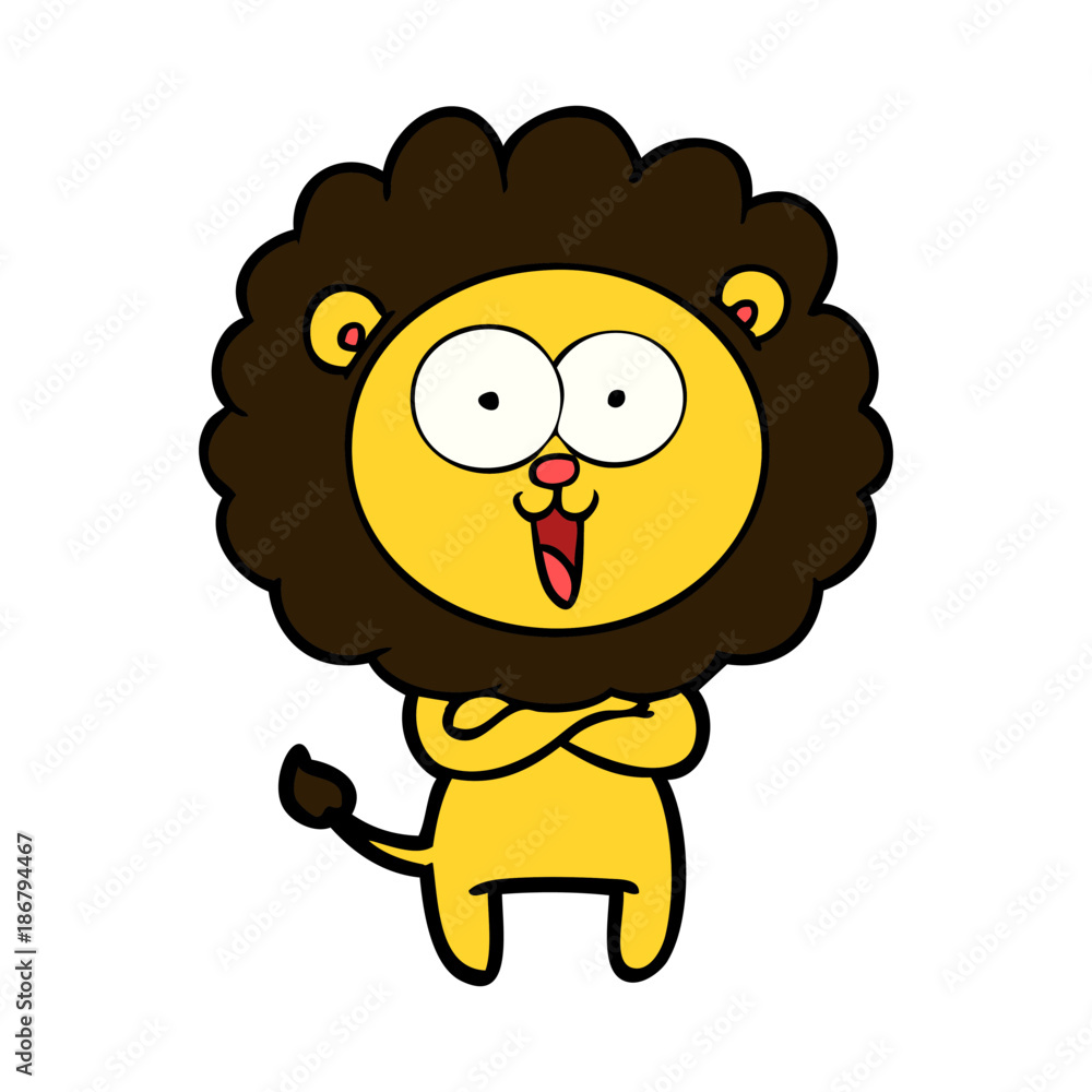 Naklejka premium happy cartoon lion