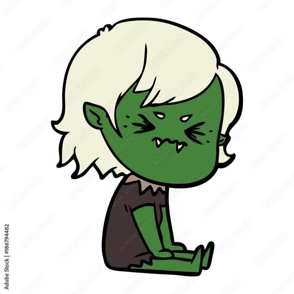 Fototapeta premium annoyed cartoon vampire girl