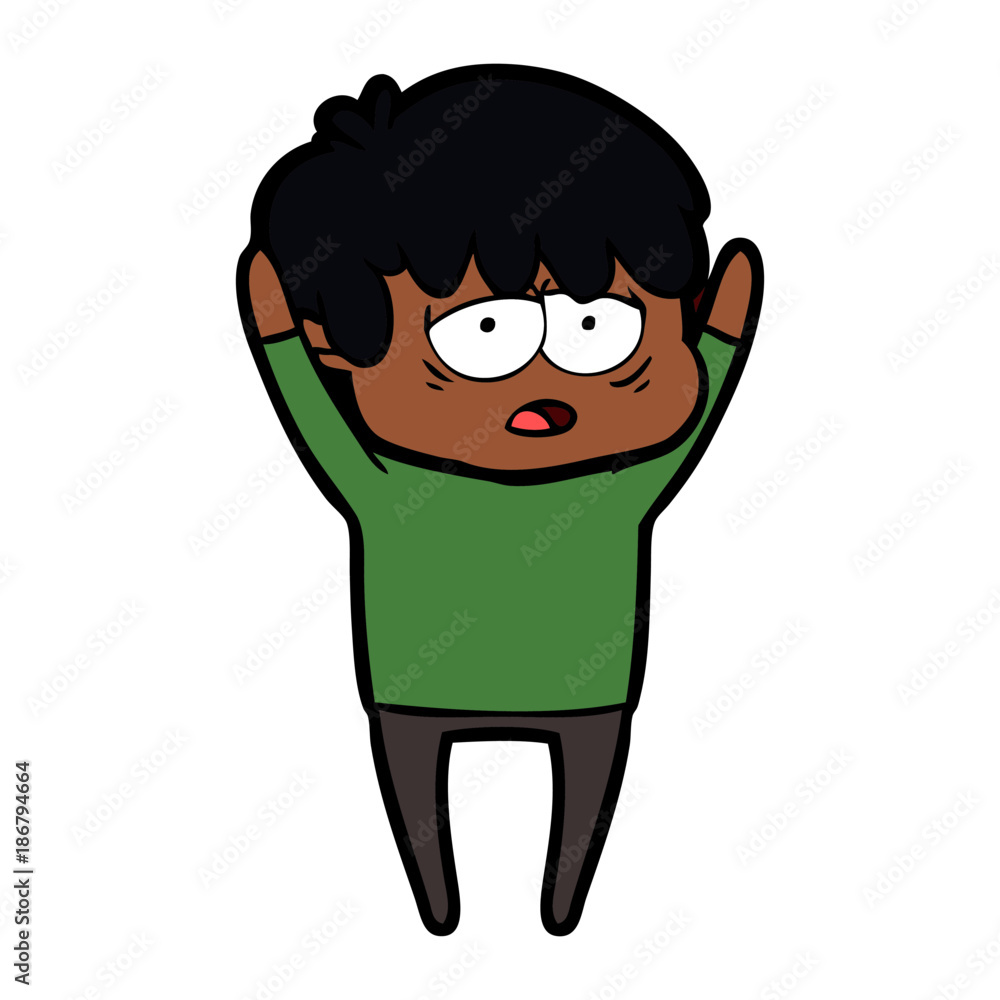 Obraz premium cartoon exhausted boy