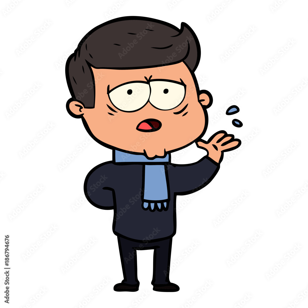 cartoon tired man cartoon tired man