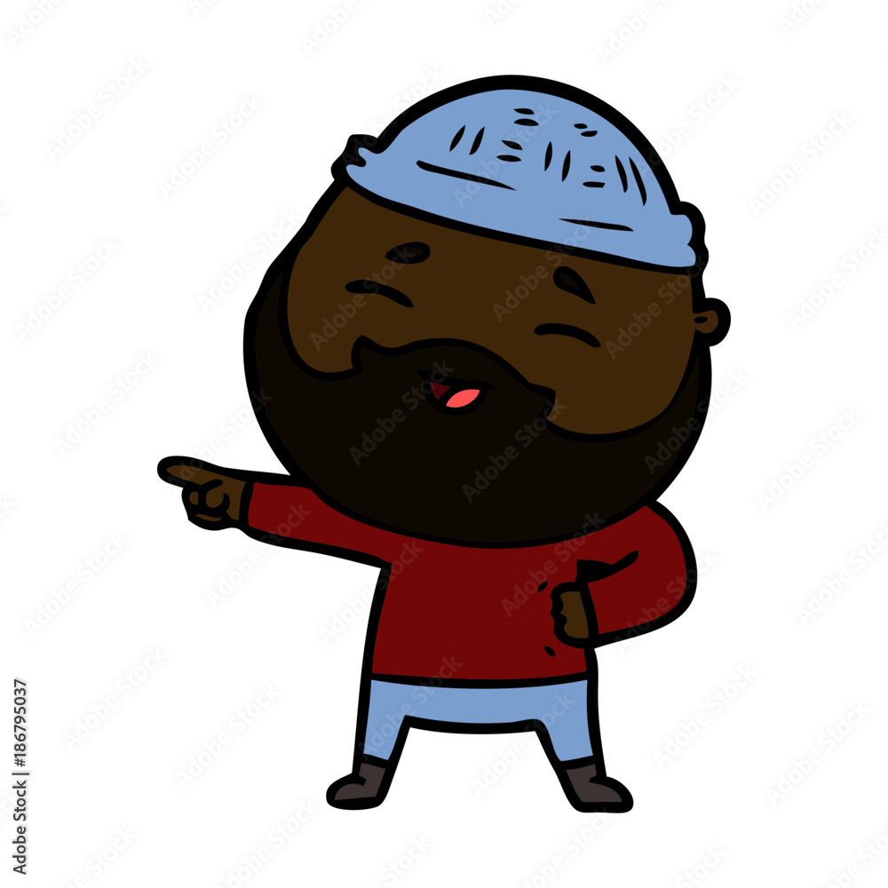 cartoon happy bearded man