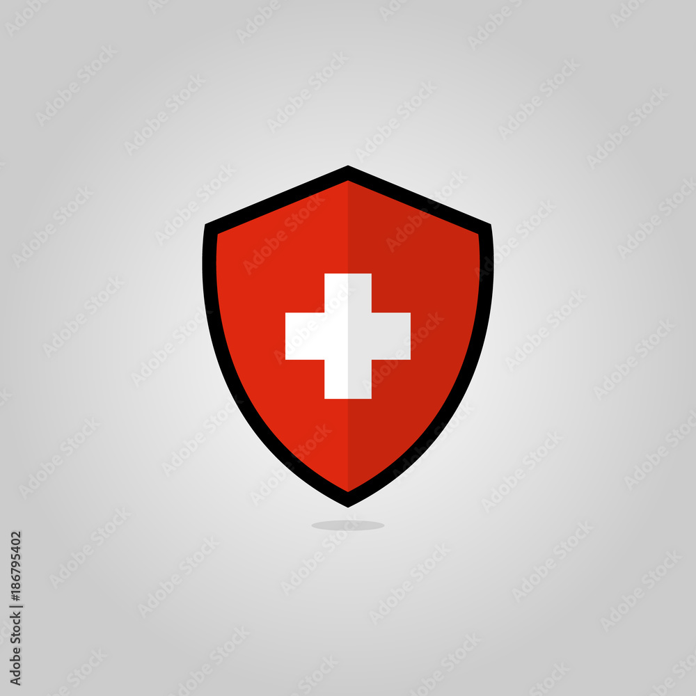 Obraz premium Swiss Flag Flat Vector Shield Badge