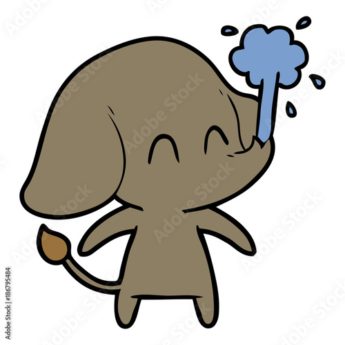 cute cartoon elephant spouting water